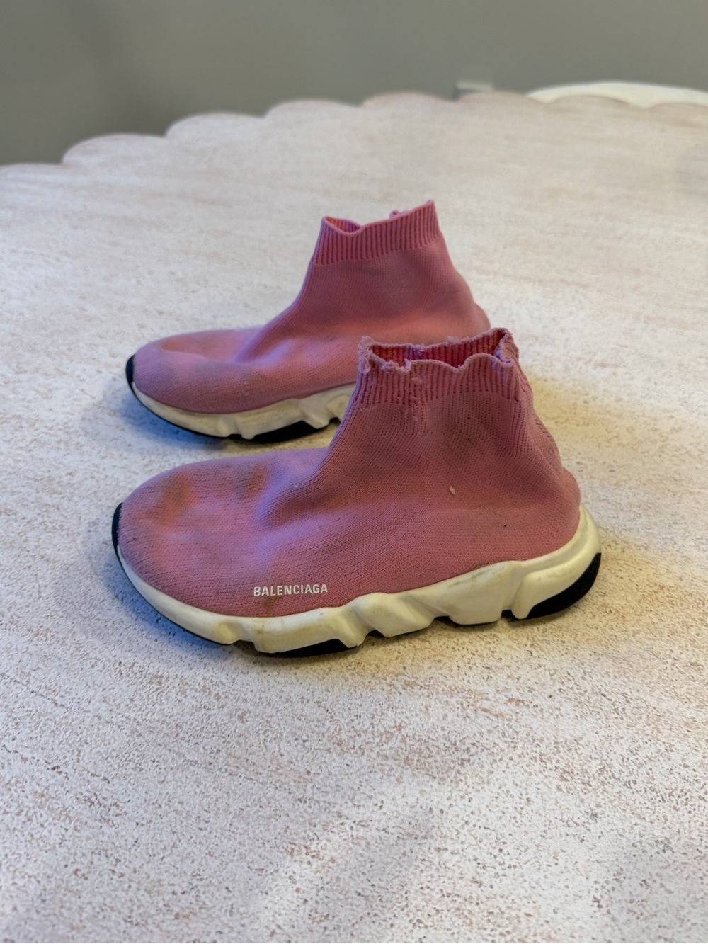 Balenciaga Kids Pink Slip-On Sock Sneakers, Size 12-12.5